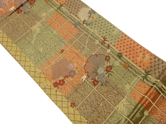 JAPANESE FUKURO OBI / MATELASSE / WOVEN SAKURA
